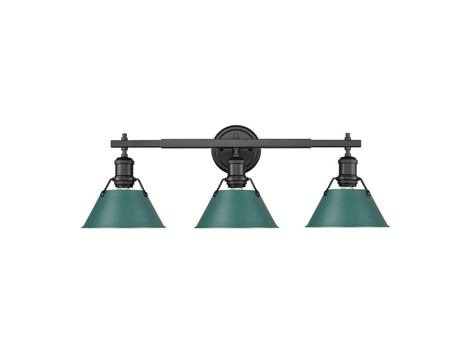Golden 3306-BA3 BLK-GN Three Light Vanity, Matte Black