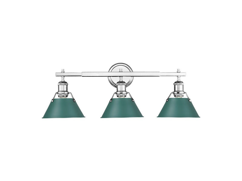 Golden 3306-BA3 CH-GN Three Light Vanity, Chrome