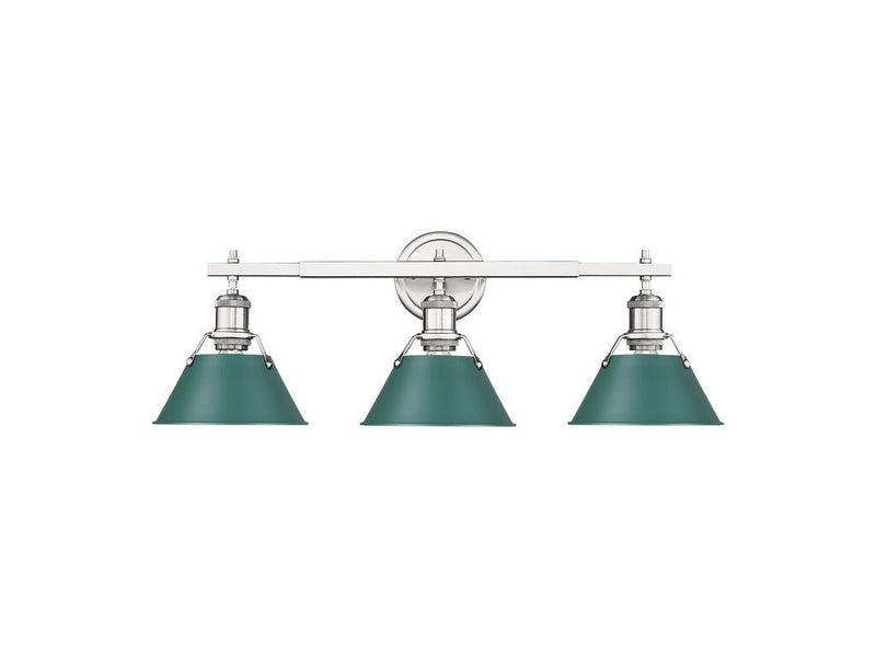 Golden 3306-BA3 PW-GN Three Light Vanity, Pewter