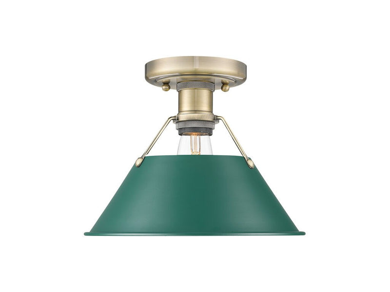 Golden 3306-FM AB-GN One Light Flush Mount, Aged Brass