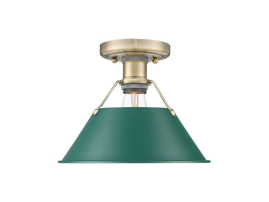 Golden 3306-FM AB-GN One Light Flush Mount, Aged Brass