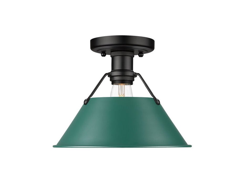 Golden 3306-FM BLK-GN One Light Flush Mount, Matte Black