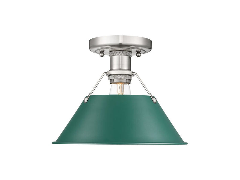 Golden 3306-FM PW-GN One Light Flush Mount, Pewter