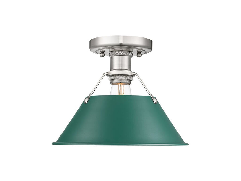 Golden 3306-FM PW-GN One Light Flush Mount, Pewter