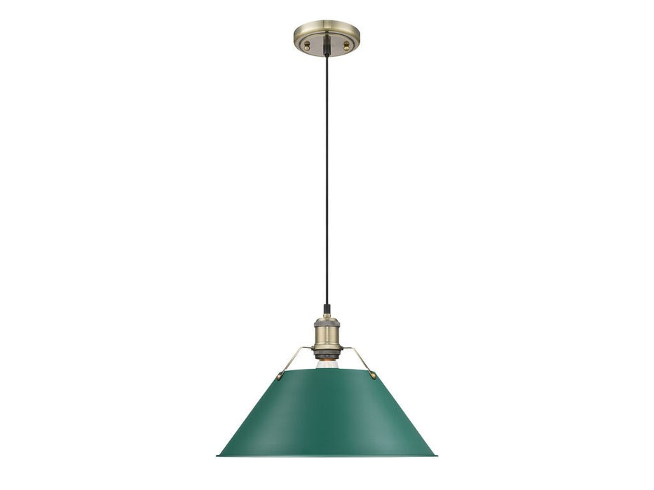 Golden 3306-L AB-GN One Light Pendant, Aged Brass