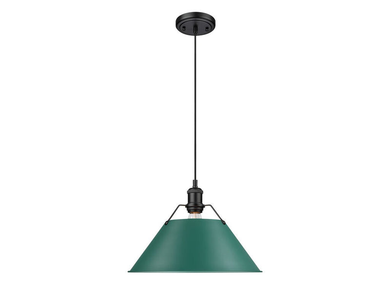 Golden 3306-L BLK-GN One Light Pendant, Matte Black