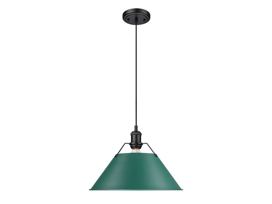 Golden 3306-L BLK-GN One Light Pendant, Matte Black