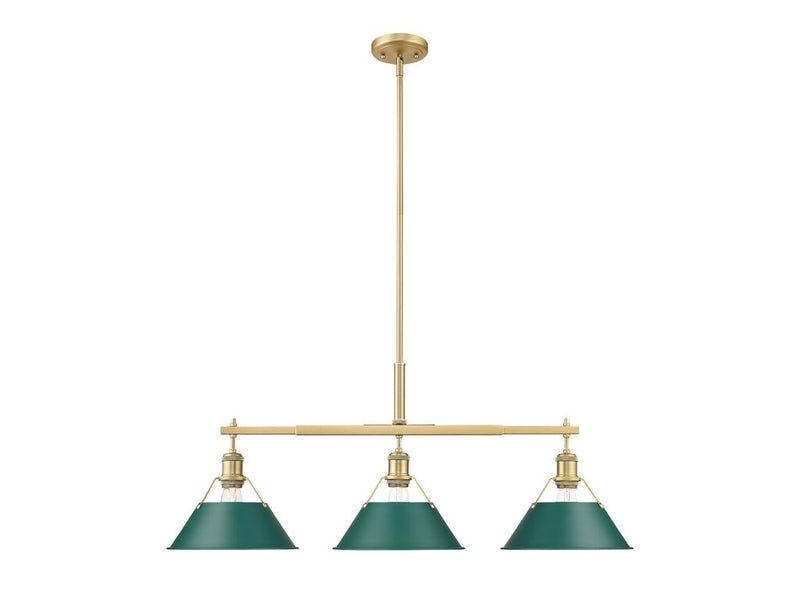 Golden 3306-LP BCB-GN Three Light Linear Pendant, Brushed Champagne Bronze
