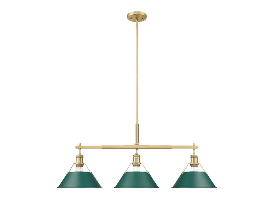 Golden 3306-LP BCB-GN Three Light Linear Pendant, Brushed Champagne Bronze