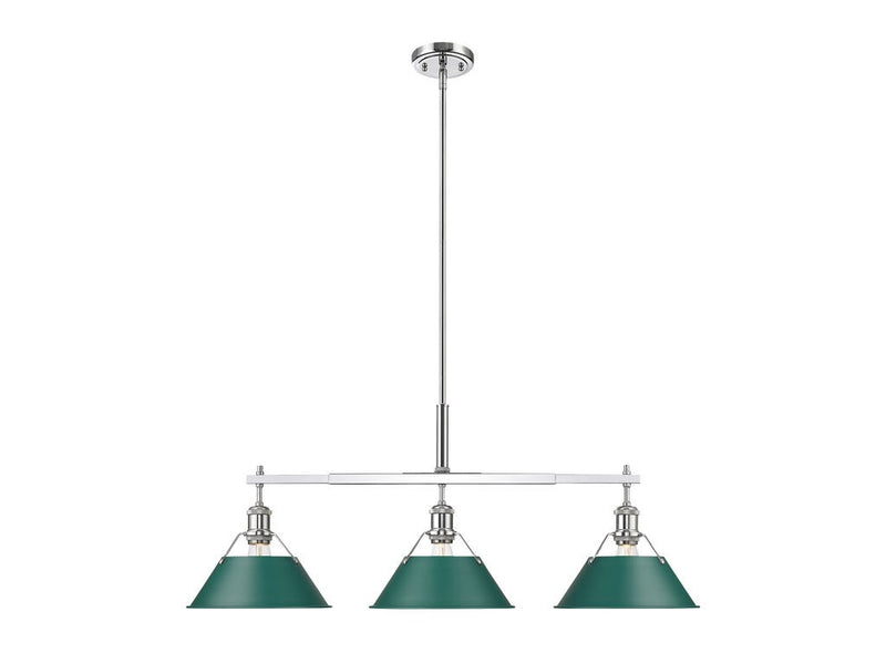 Golden 3306-LP CH-GN Three Light Linear Pendant, Chrome