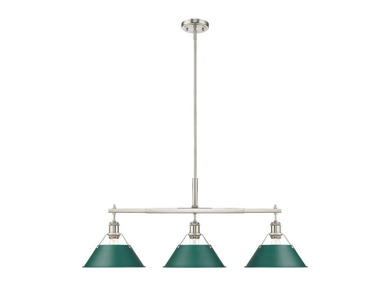 Golden 3306-LP PW-GN Three Light Linear Pendant, Pewter