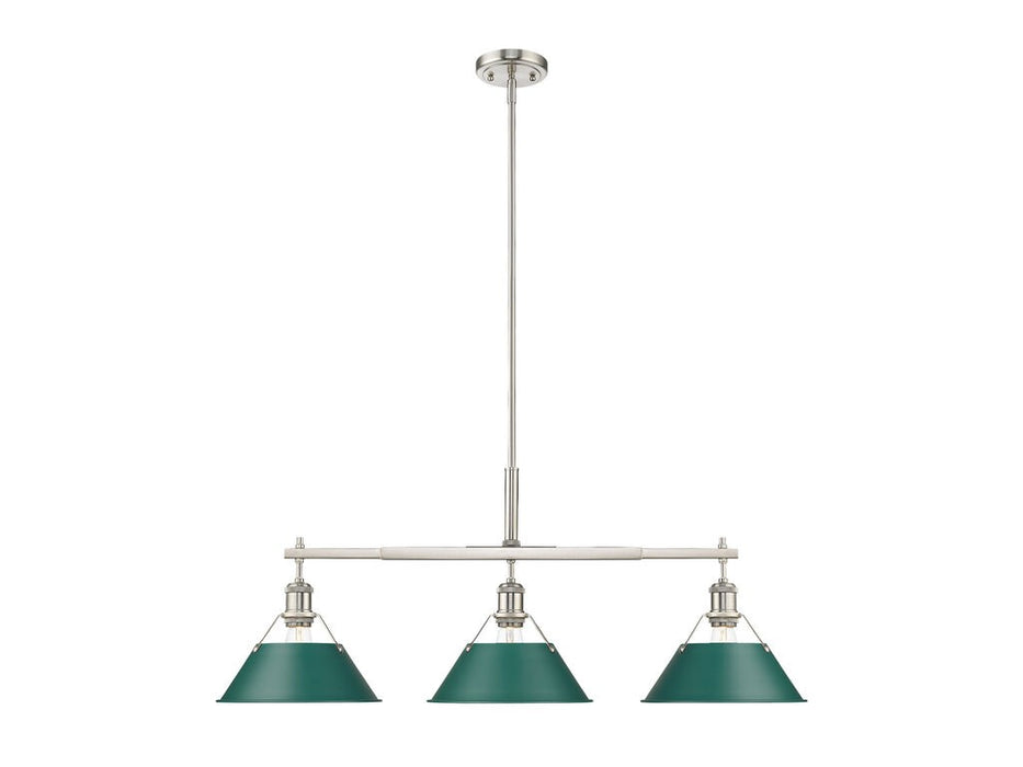 Golden 3306-LP PW-GN Three Light Linear Pendant, Pewter