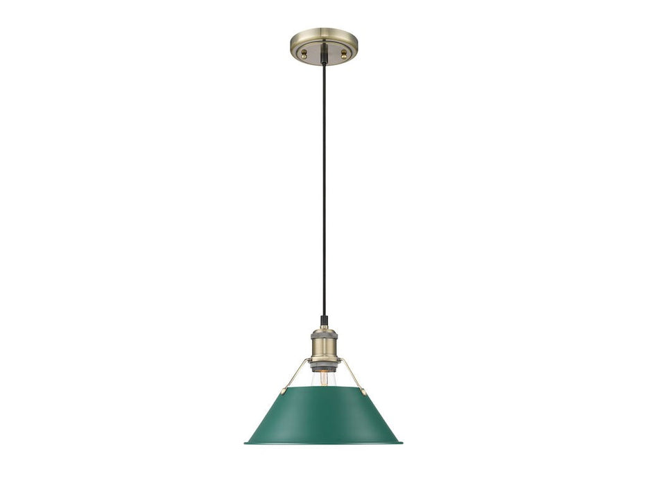 Golden 3306-M AB-GN One Light Pendant, Aged Brass