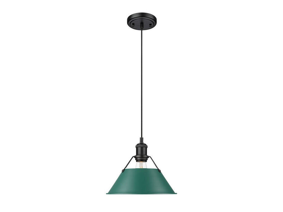 Golden 3306-M BLK-GN One Light Pendant, Matte Black
