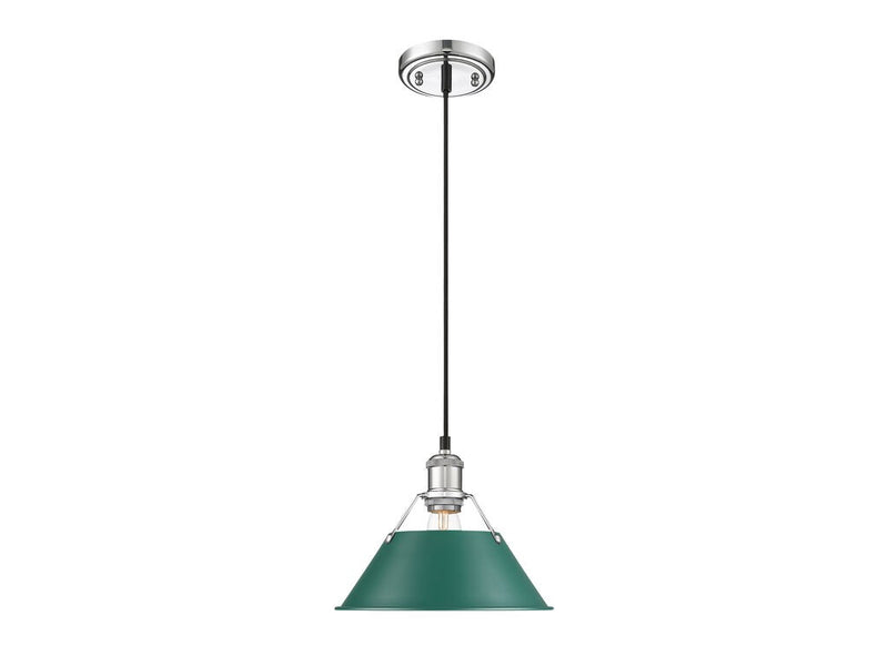 Golden 3306-M CH-GN One Light Pendant, Chrome