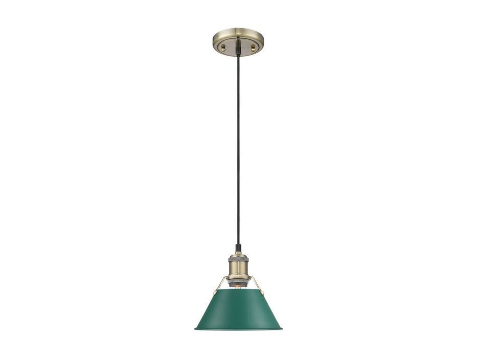 Golden 3306-S AB-GN One Light Pendant, Aged Brass