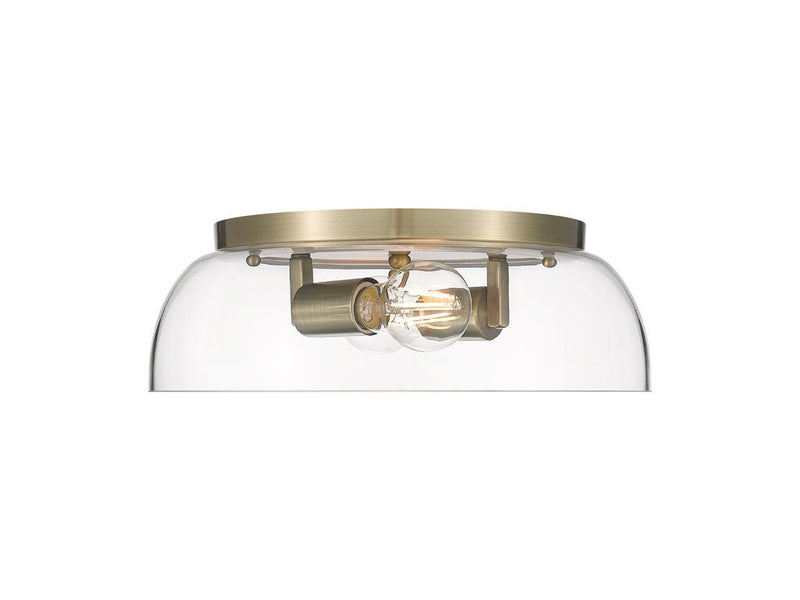 Golden 3602-14 AB-CLR Two Light Flush Mount, Aged Brass