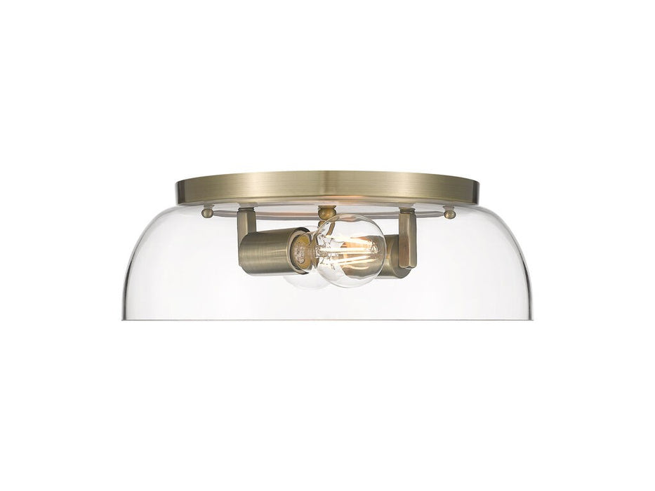 Golden 3602-14 AB-CLR Two Light Flush Mount, Aged Brass