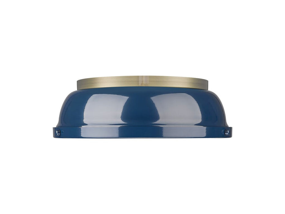 Golden 3602-14 AB-NVY Two Light Flush Mount, Aged Brass