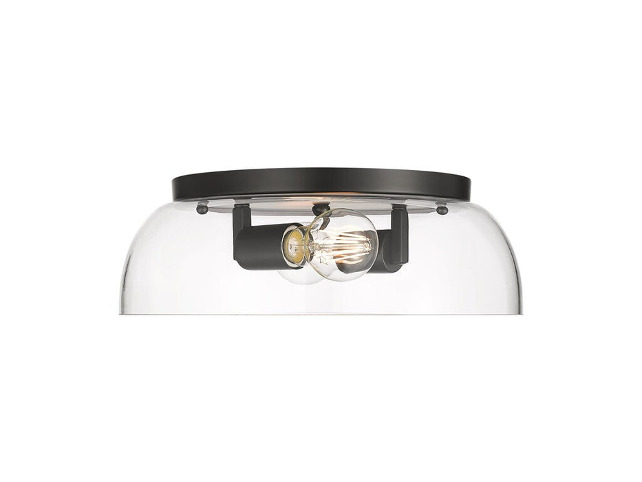 Golden 3602-14 BLK-CLR Two Light Flush Mount, Matte Black