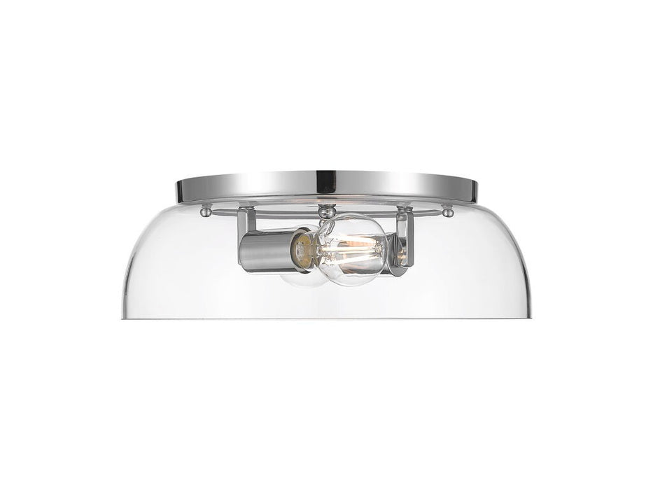 Golden 3602-14 CH-CLR Two Light Flush Mount, Chrome