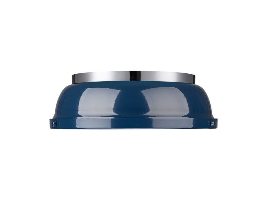 Golden 3602-14 CH-NVY Two Light Flush Mount, Chrome