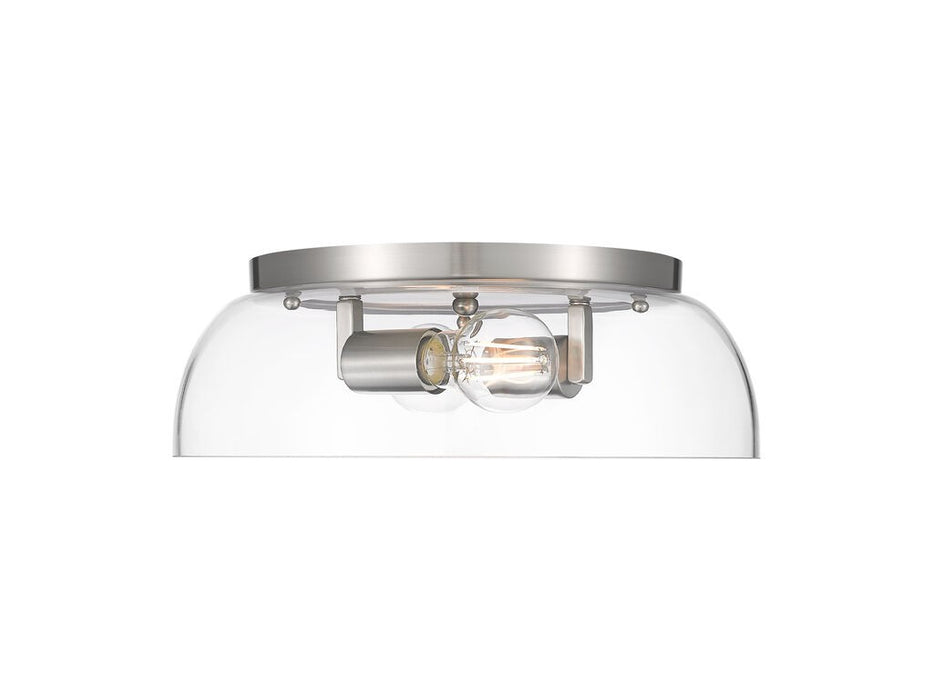 Golden 3602-14 PW-CLR Two Light Flush Mount, Pewter
