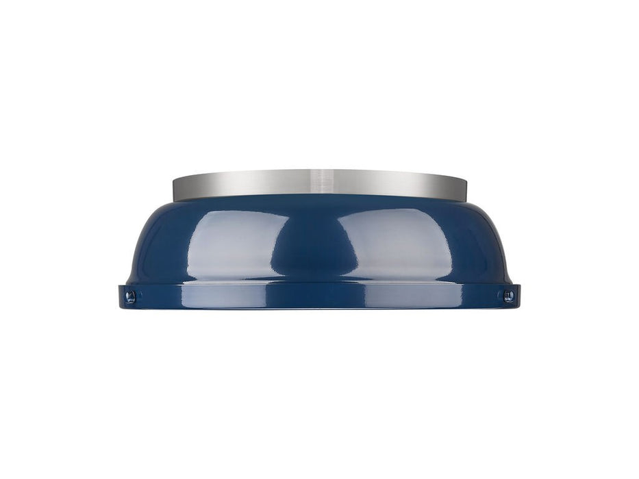 Golden 3602-14 PW-NVY Two Light Flush Mount, Pewter