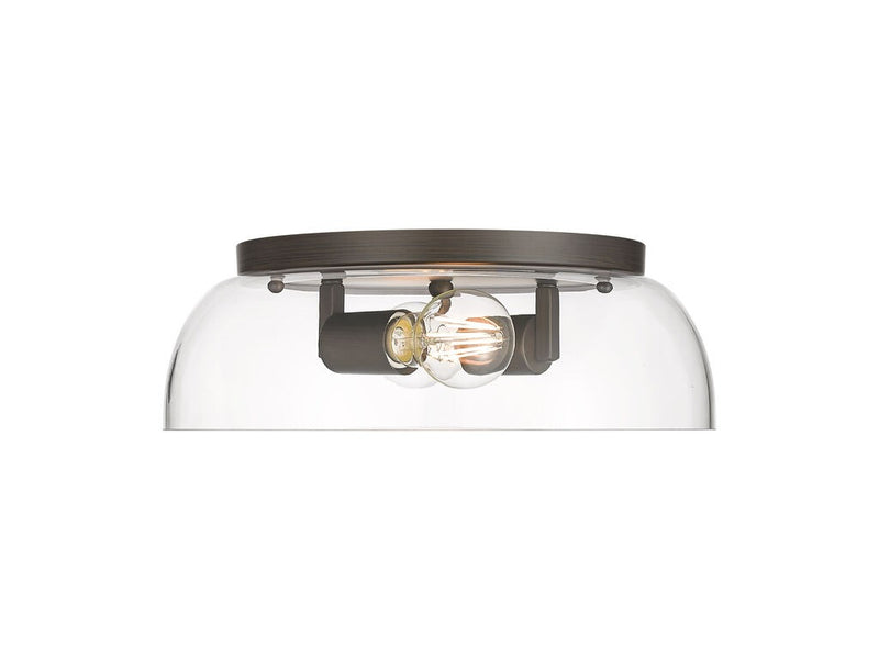 Golden 3602-14 RBZ-CLR Two Light Flush Mount, Rubbed Bronze