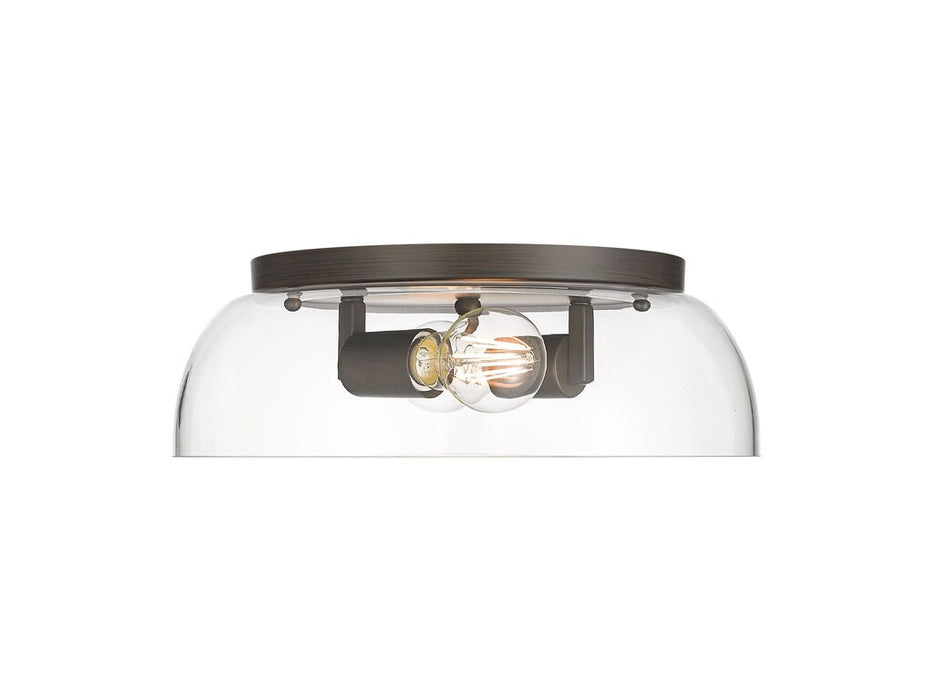 Golden 3602-14 RBZ-CLR Two Light Flush Mount, Rubbed Bronze