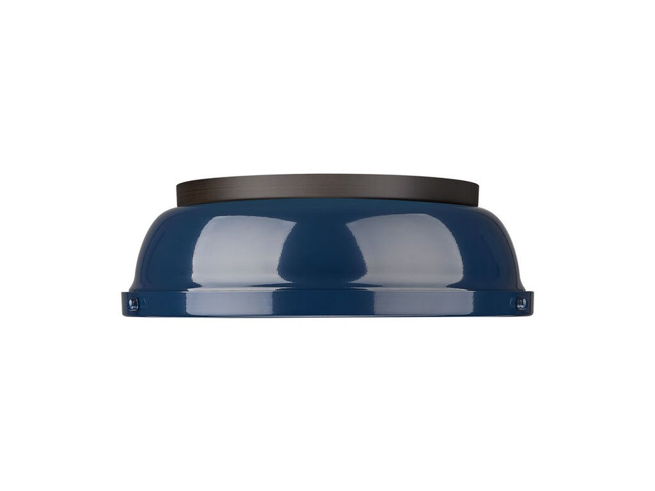 Golden 3602-14 RBZ-NVY Two Light Flush Mount, Rubbed Bronze