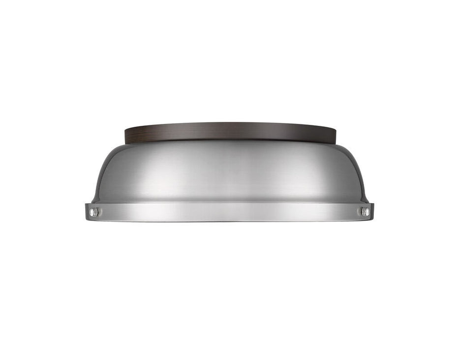 Golden 3602-14 RBZ-PW Two Light Flush Mount, Rubbed Bronze
