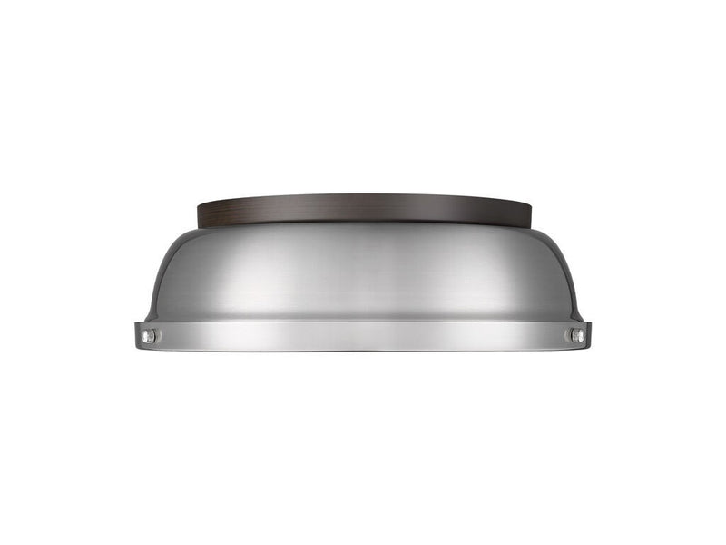 Golden 3602-14 RBZ-PW Two Light Flush Mount, Rubbed Bronze