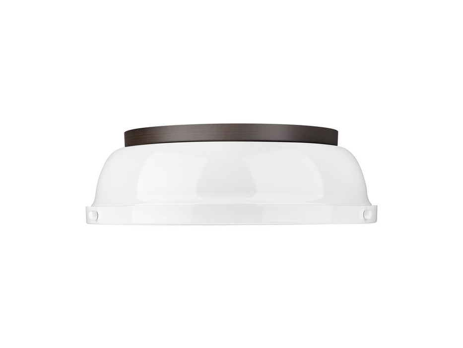 Golden 3602-14 RBZ-WH Two Light Flush Mount, Rubbed Bronze