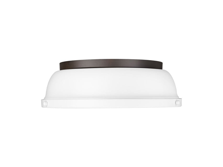 Golden 3602-14 RBZ-WHT Two Light Flush Mount, Rubbed Bronze