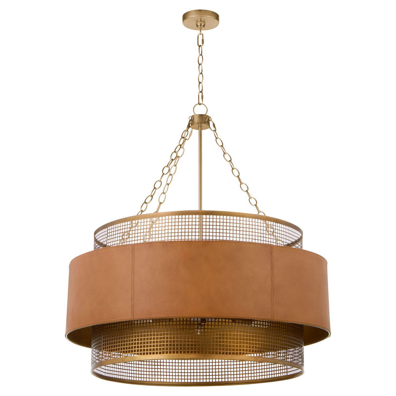 Cyan 11932 Six Light Chandelier, Aged Brass/Brown