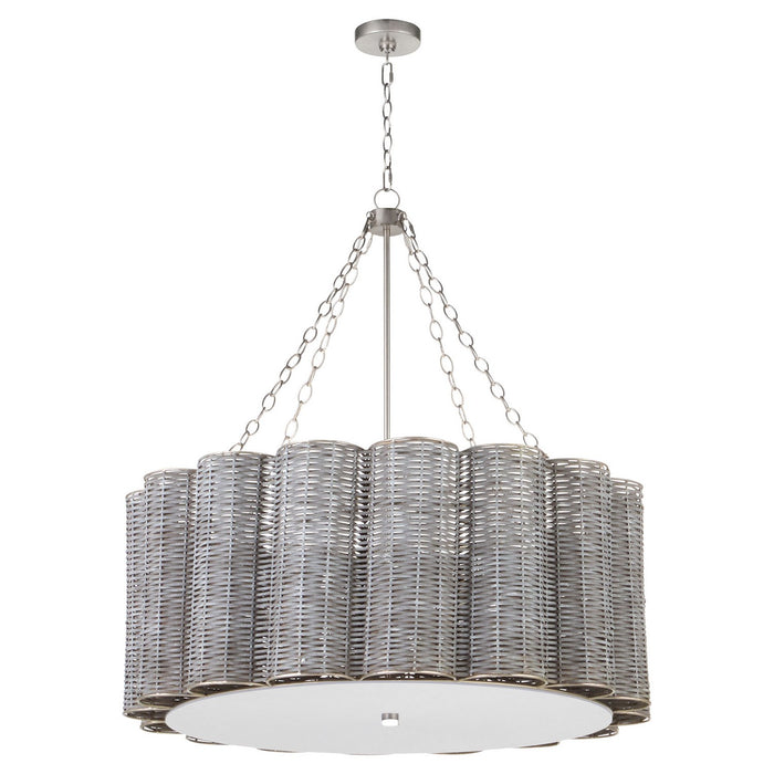 Cyan 11937 Six Light Chandelier, Brushed Grey Cane/Nickel