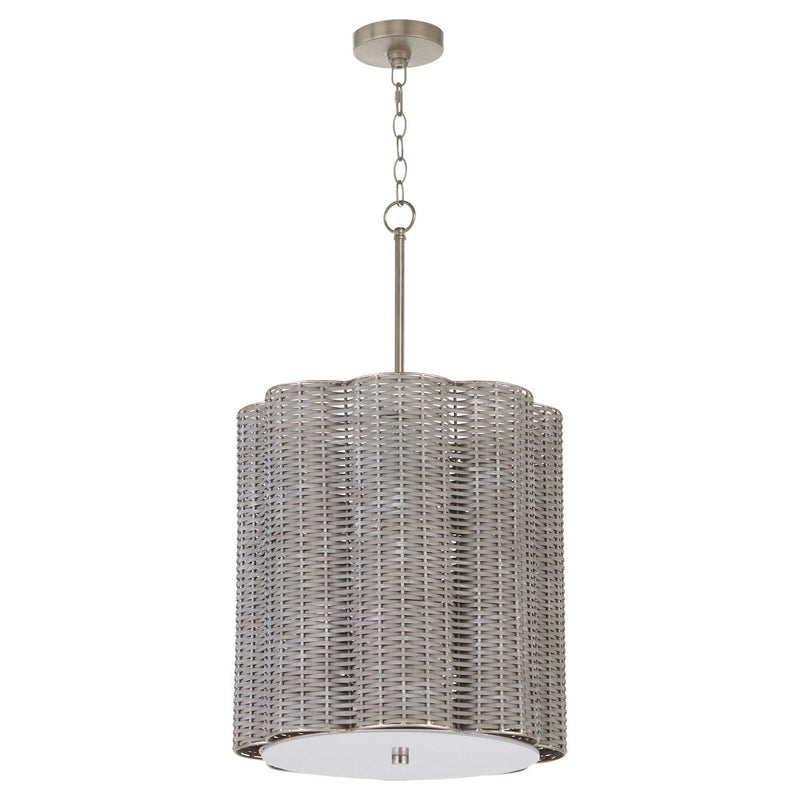 Cyan 11938 Four Light Pendant, Brushed Grey Cane/Nickel