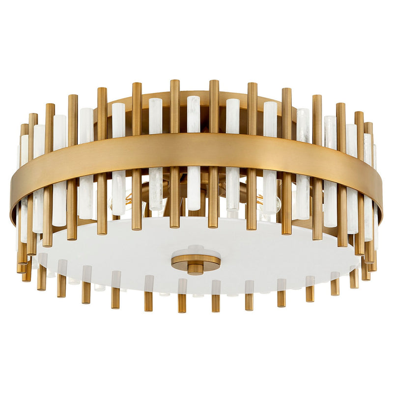 Cyan 11945 Four Light Flush Mount, Aged Brass