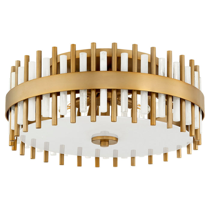 Cyan 11945 Four Light Flush Mount, Aged Brass