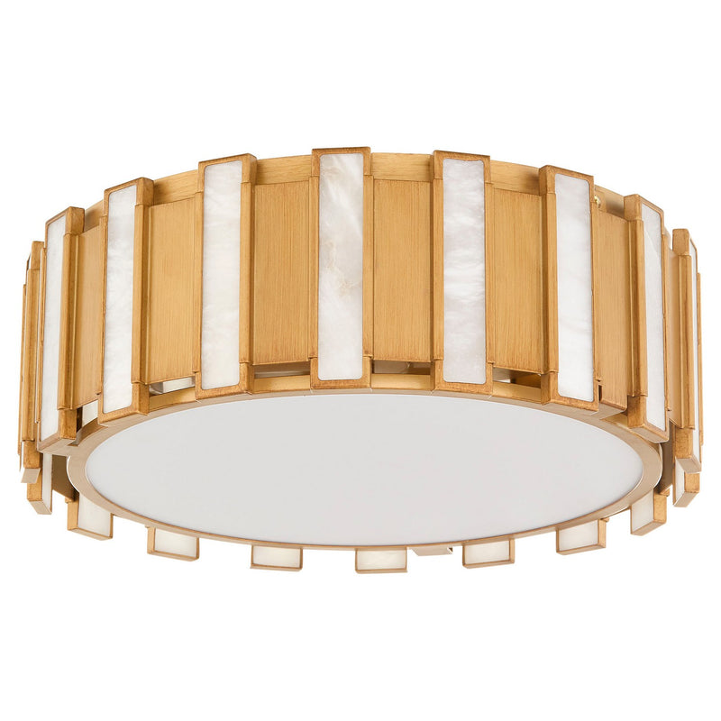 Cyan 11948 Four Light Flush Mount, Aged Brass