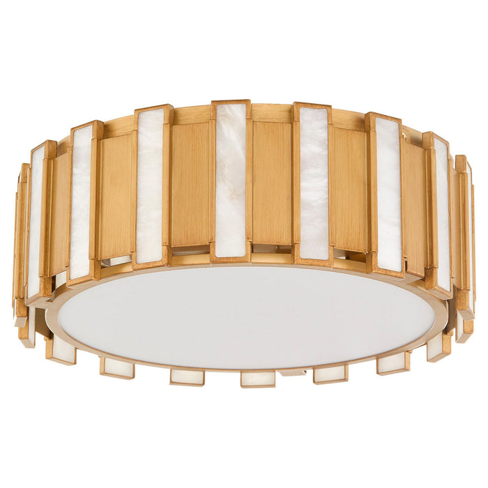 Cyan 11948 Four Light Flush Mount, Aged Brass
