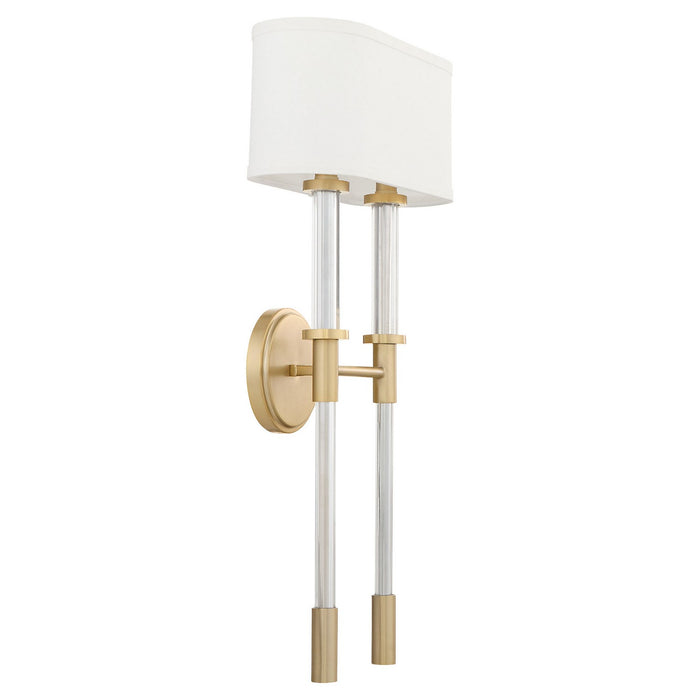 Cyan 11953 Two Light Wall Sconce, Clear/Aged Brass