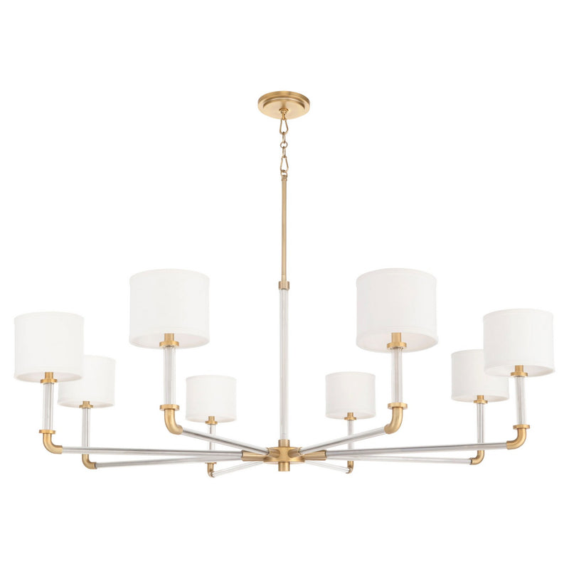 Cyan 11955 Eight Light Chandelier, Clear/Aged Brass