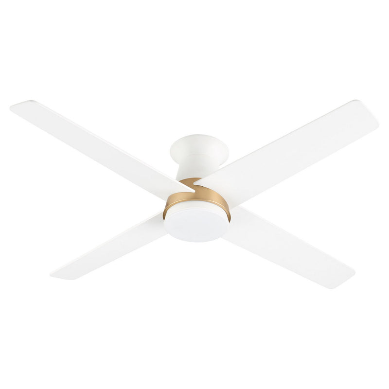 Cyan 11983 52" Ceiling Fan, Studio White/Aged Brass