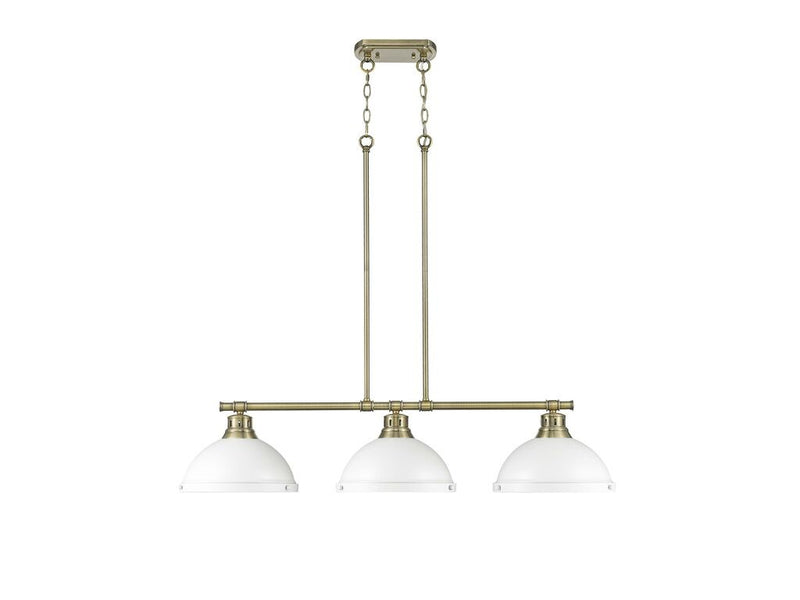 Golden 3602-3LP AB-WHT Three Light Linear Pendant, Aged Brass