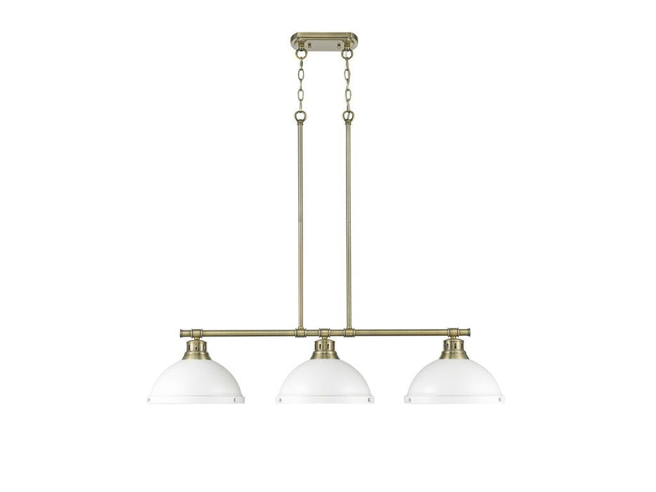 Golden 3602-3LP AB-WHT Three Light Linear Pendant, Aged Brass