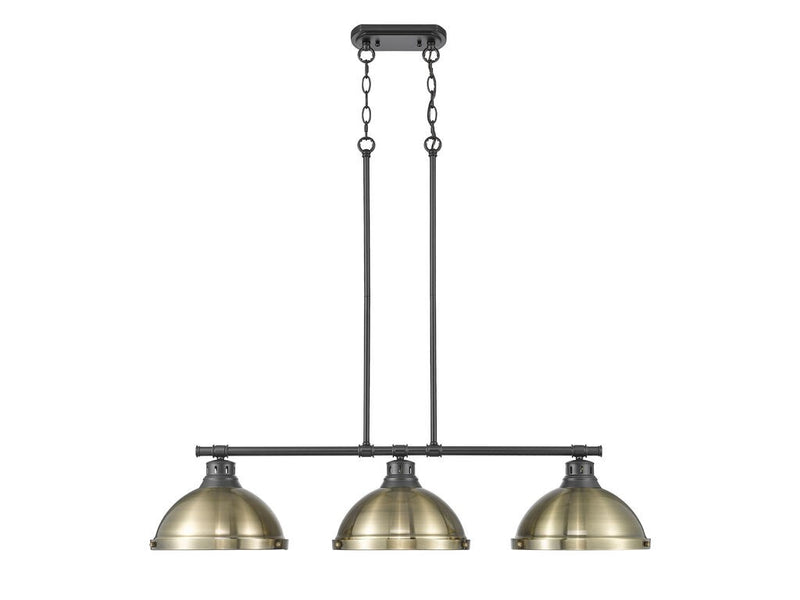 Golden 3602-3LP BLK-BLK Three Light Linear Pendant, Matte Black