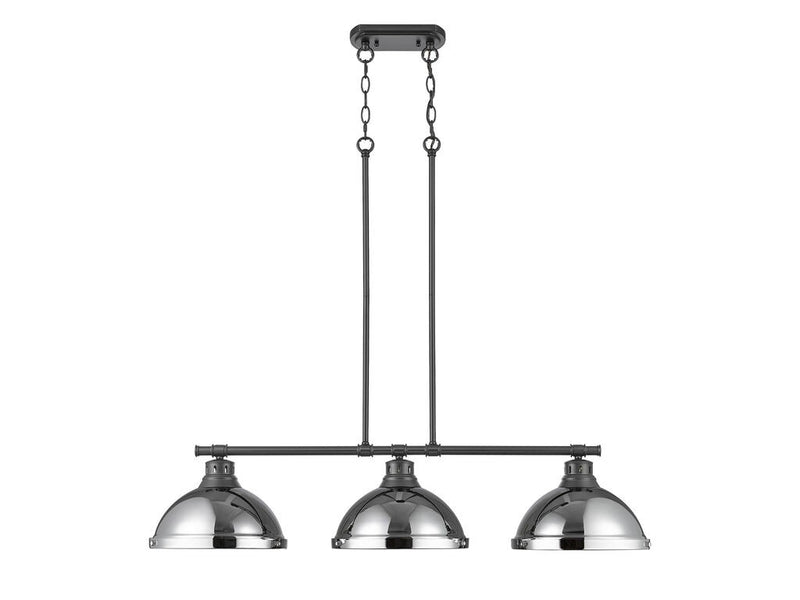 Golden 3602-3LP BLK-CH Three Light Linear Pendant, Matte Black