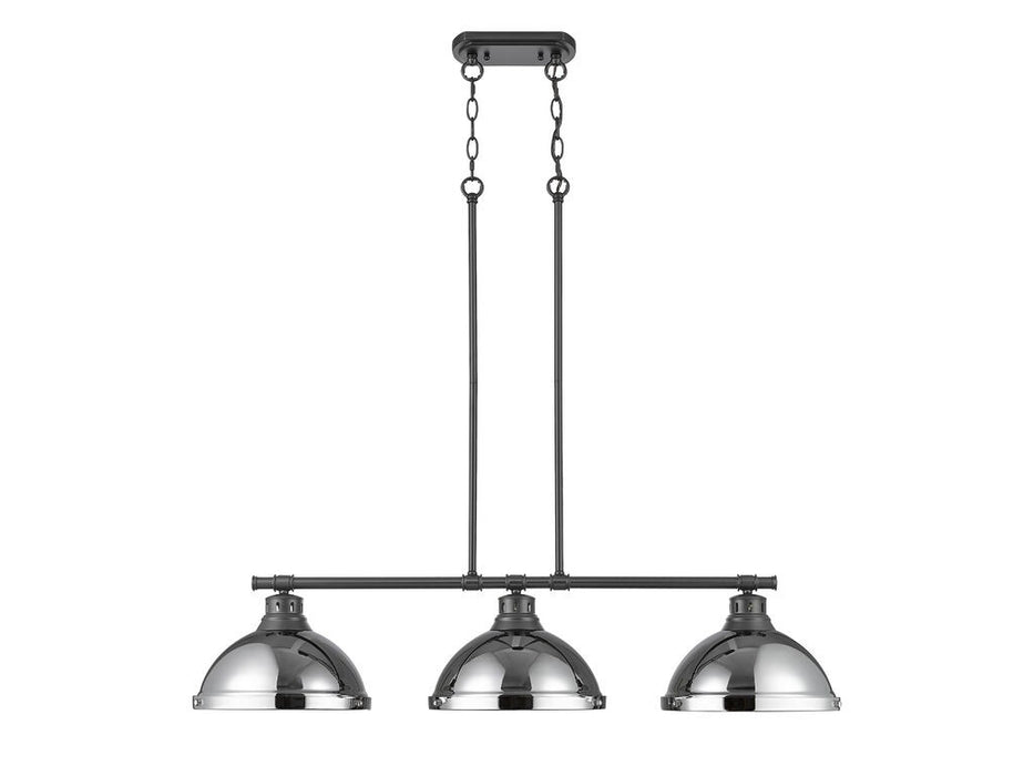 Golden 3602-3LP BLK-CH Three Light Linear Pendant, Matte Black